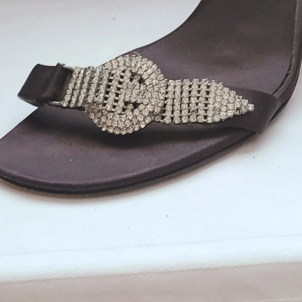 Calvin Klein Vintage Ankle Strap Sandals w/ Rhinestones Accents
